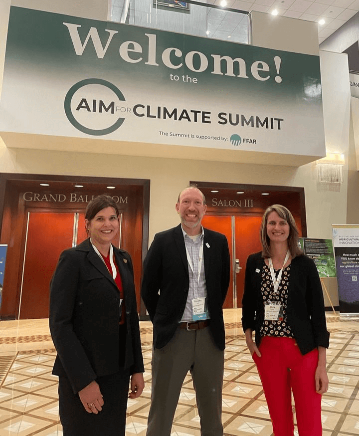 SHI Project Manager and Research Soil Scientist, Dr. Mara Cloutier (featured below right alongside Dr. Tim Kurt, Senior Vice President of Environmental Research for DMI and SHI’s Chief Scientific Officer, Dr. Cristine Morgan)