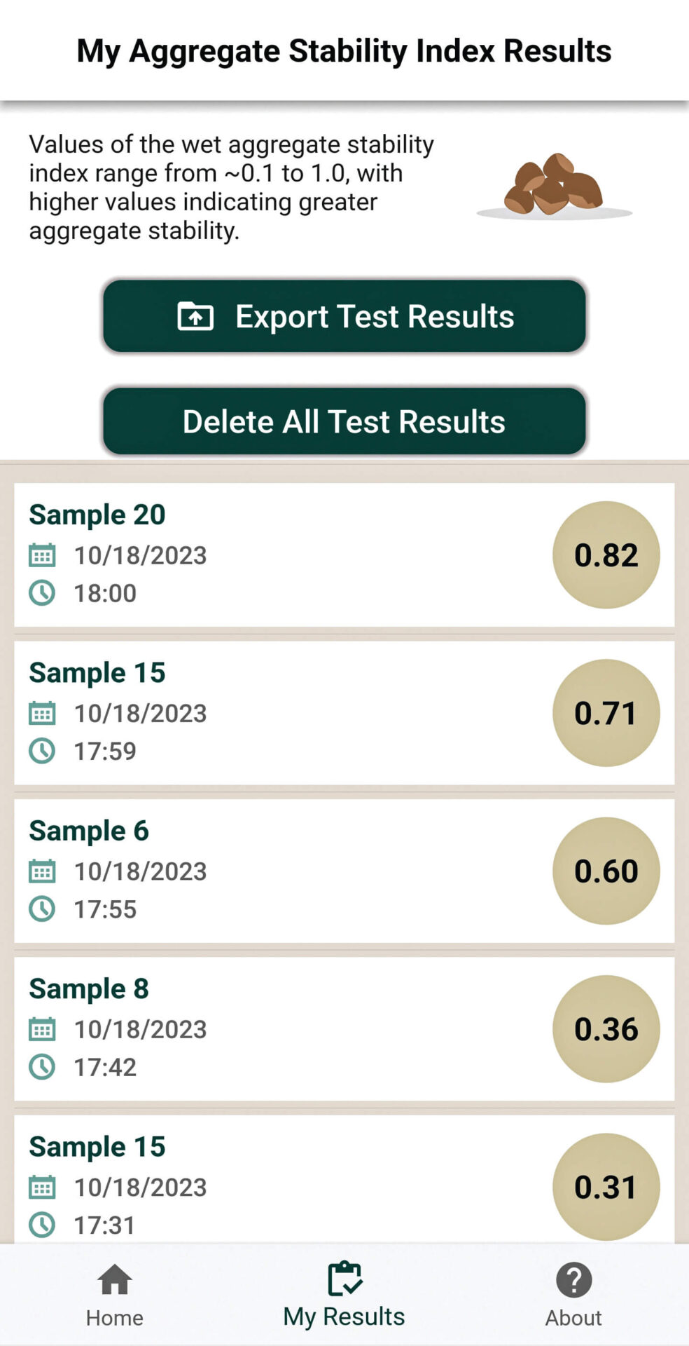 Slakes Results Screenshot